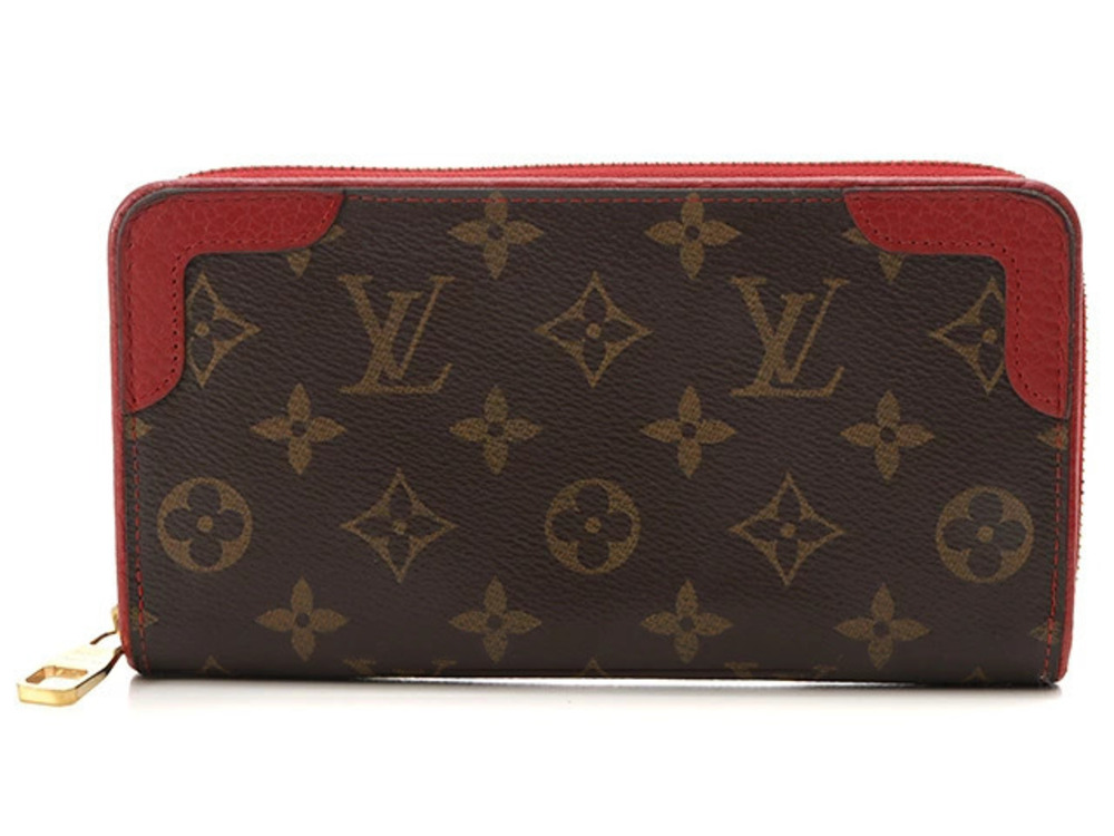 LOUIS VUITTON Zippy Wallet Retiro Monogram Cerise Red Round Long